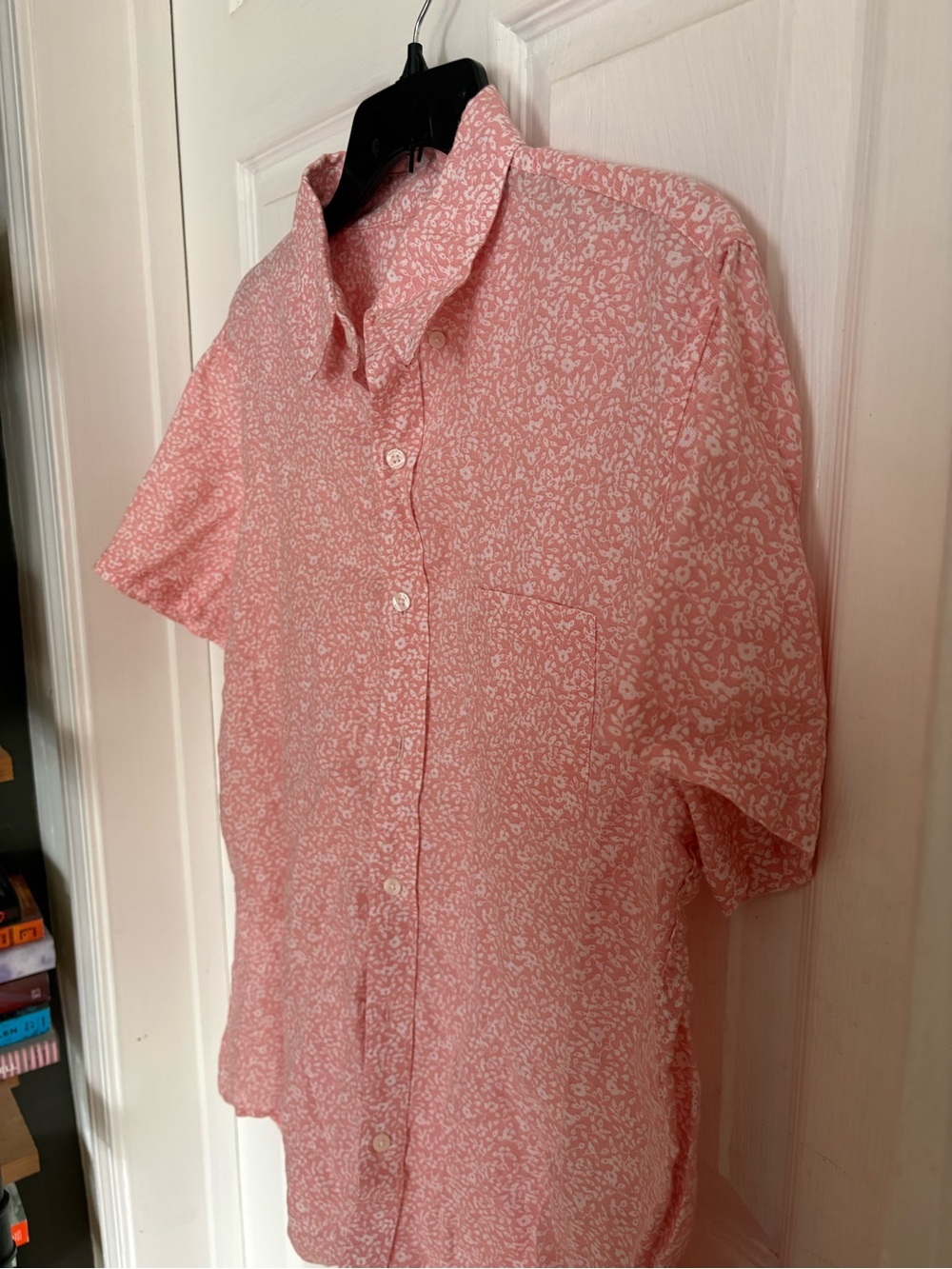 J. Crew Pink Floral Short-Sleeve Button-Down Shirt